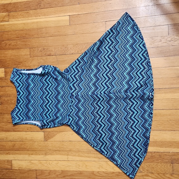 Pime Womens Large Zigzag Teal Dress - Picture 2 of 5